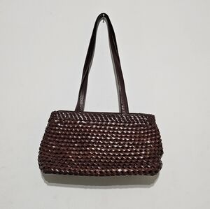 Elegant Brown Woven Leather Fossil Purse